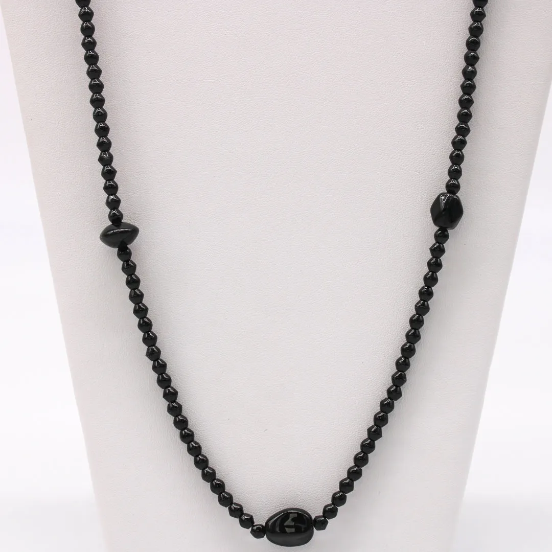 27" Black Glass Bead Necklace (Dozen)