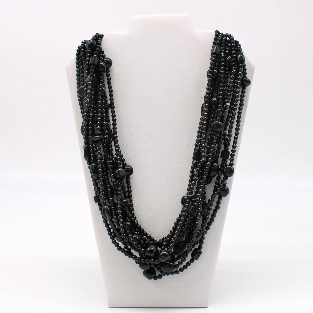 27" Black Glass Bead Necklace (Dozen)