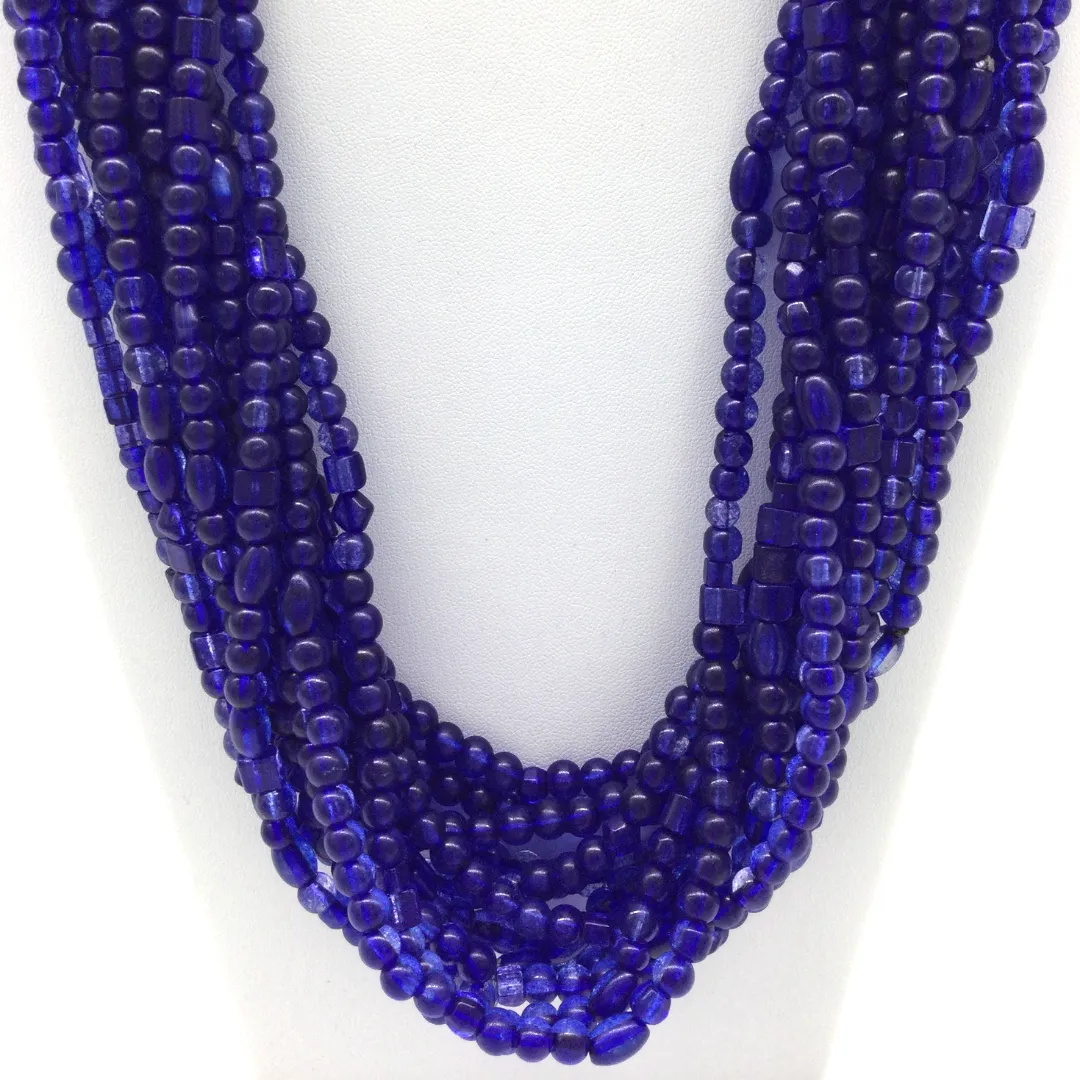 27" Royal Blue Glass Bead Necklace (Dozen)