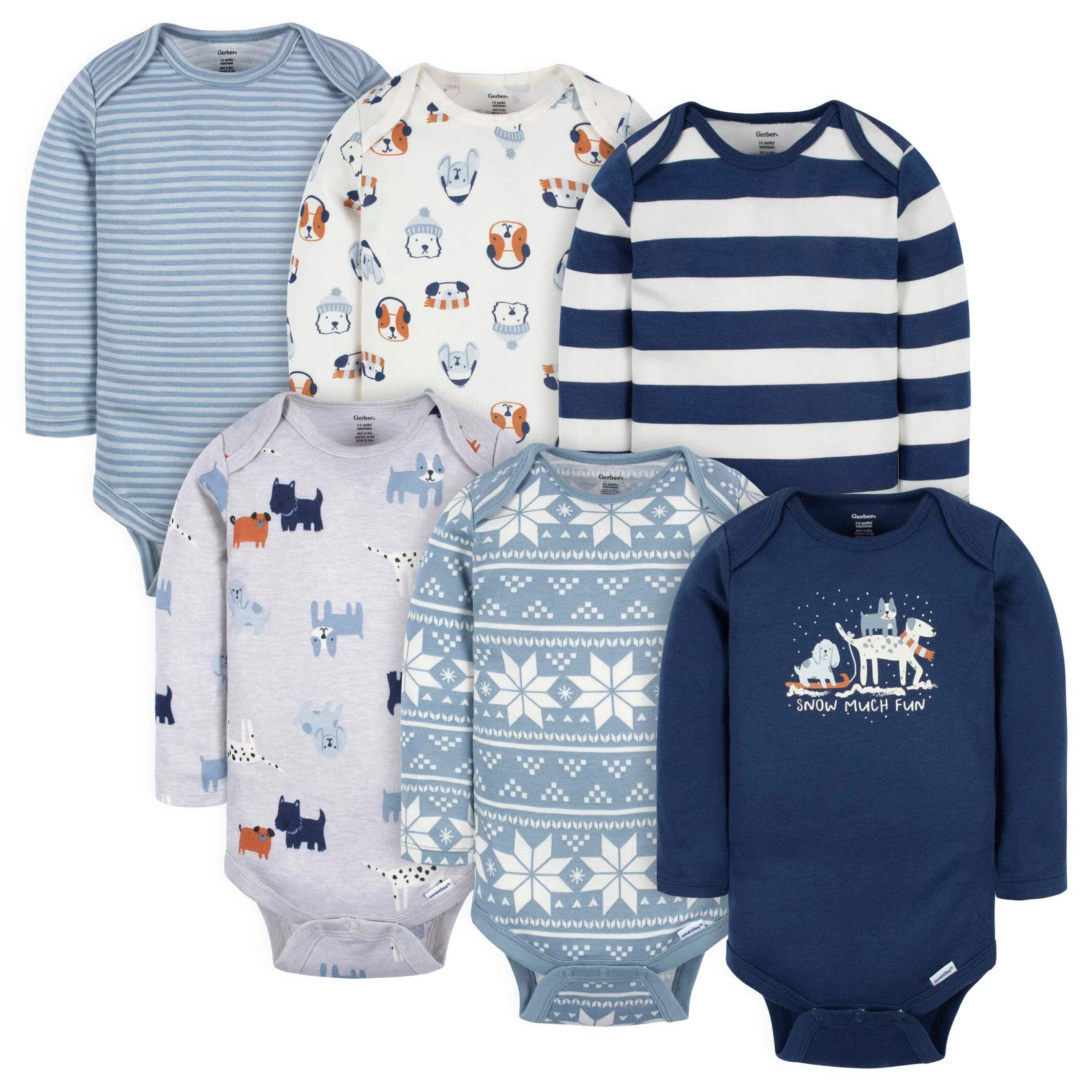 6-Pack Baby Boys Snow Much Fun Onesies® Bodysuits