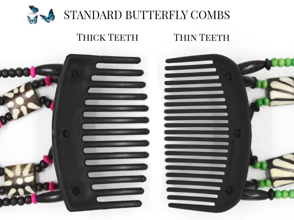 African Butterfly Hair Comb - Ndebele Black 52