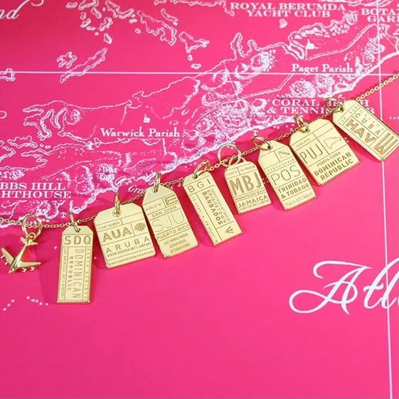 Barbados Caribbean BGI Luggage Tag Charm Solid Gold