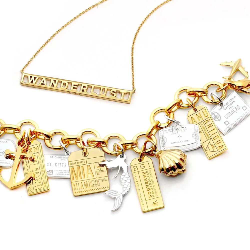 Barbados Caribbean BGI Luggage Tag Charm Solid Gold