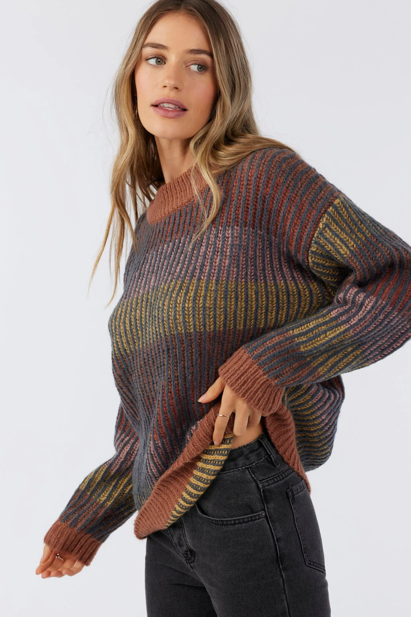 BILLIE STRIPE MOCKNECK OVERSIZED SWEATER