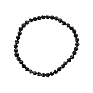 Black Onyx Bracelet 4 mm Faceted Round Beads