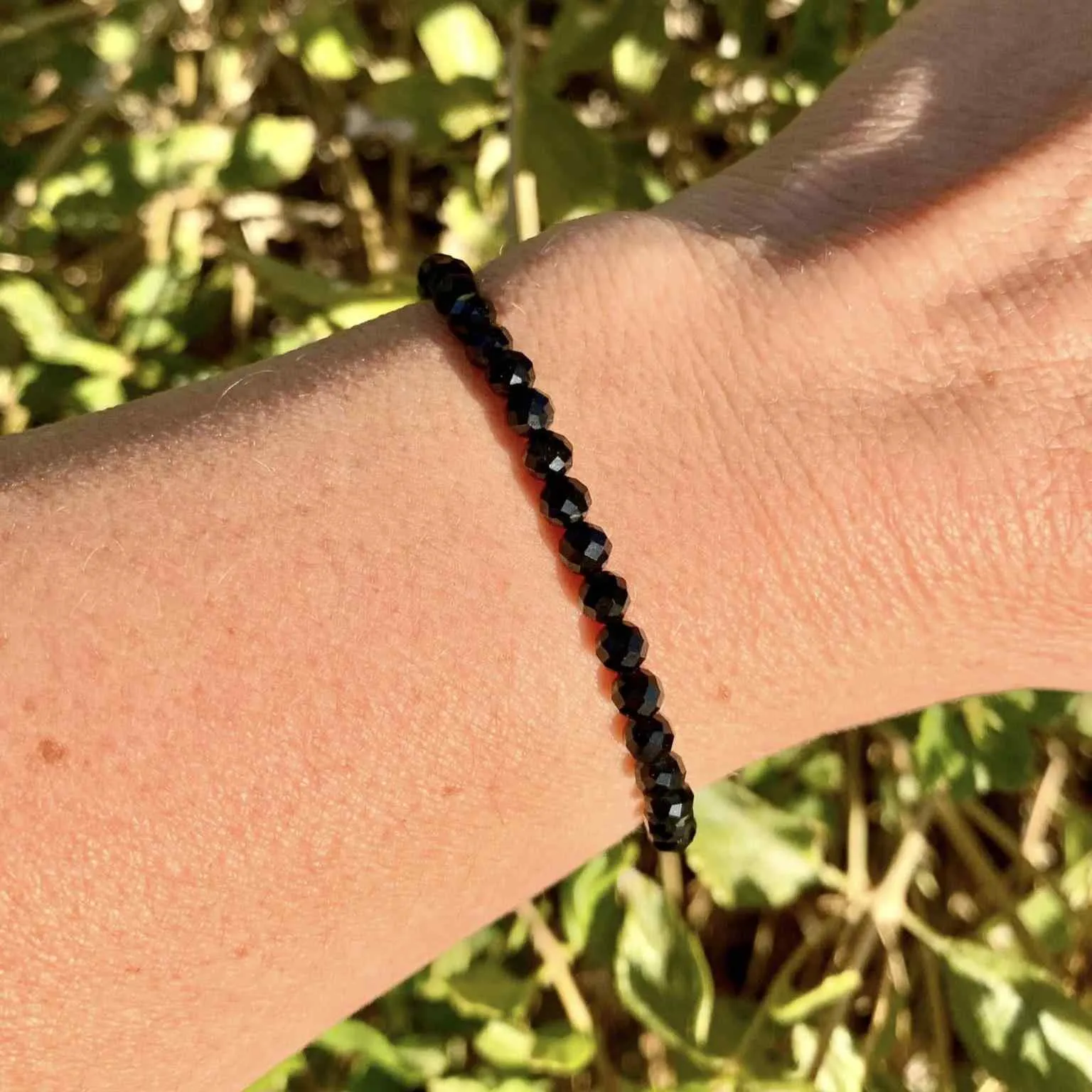 Black Onyx Bracelet 4 mm Faceted Round Beads