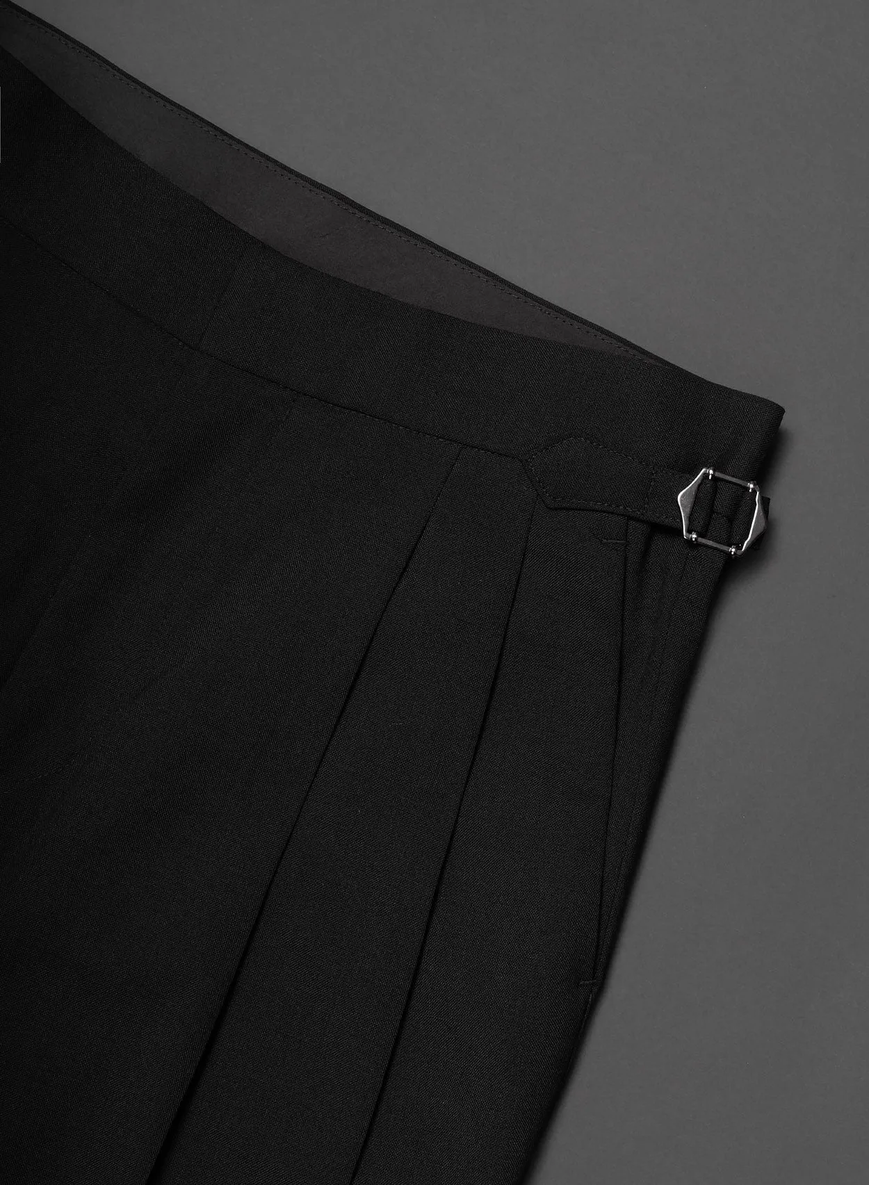 Black Side Buckle Wool Flare Trousers