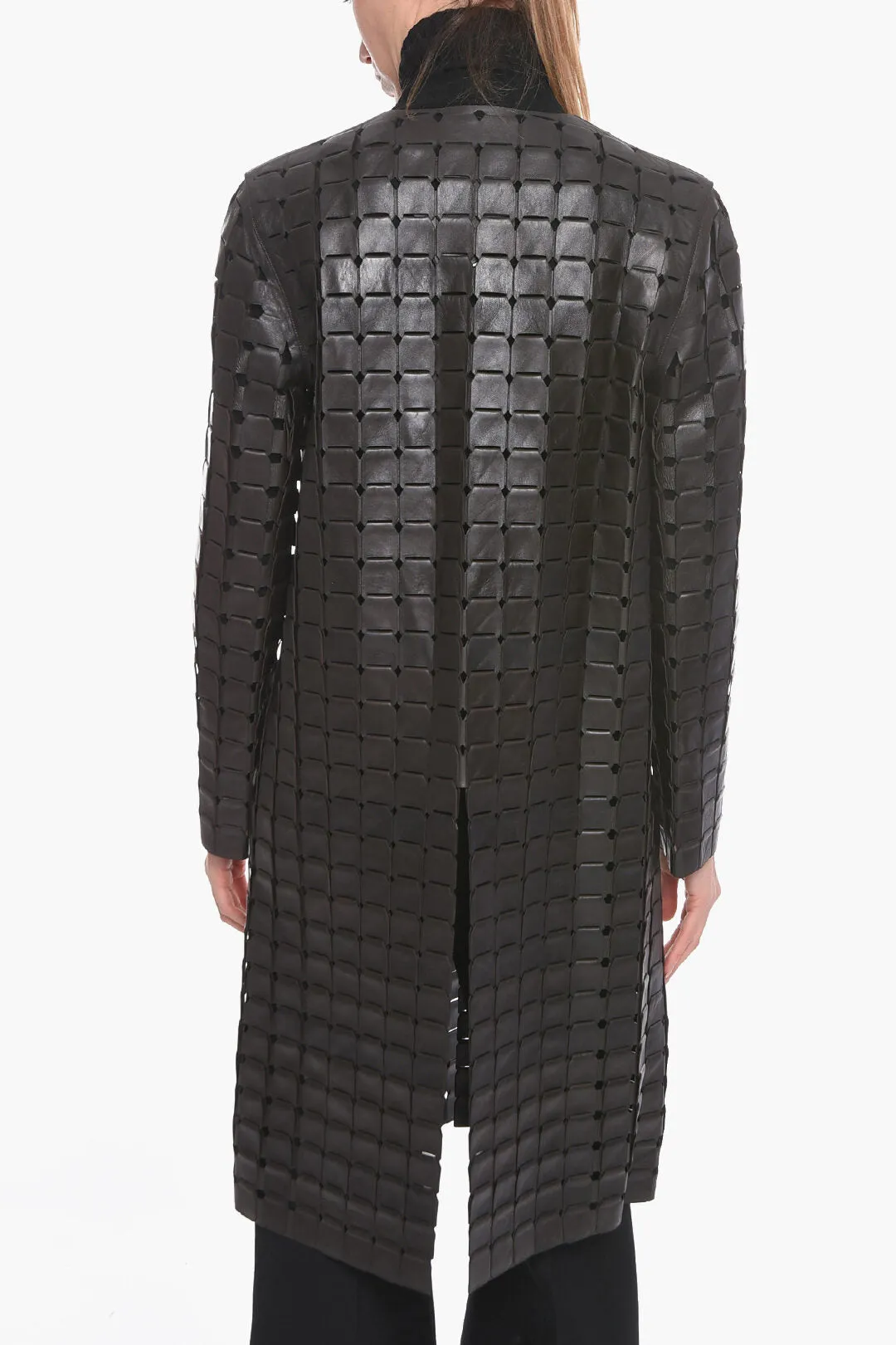 Bottega Veneta Knitted Leather SATINE Coat with Drawstring