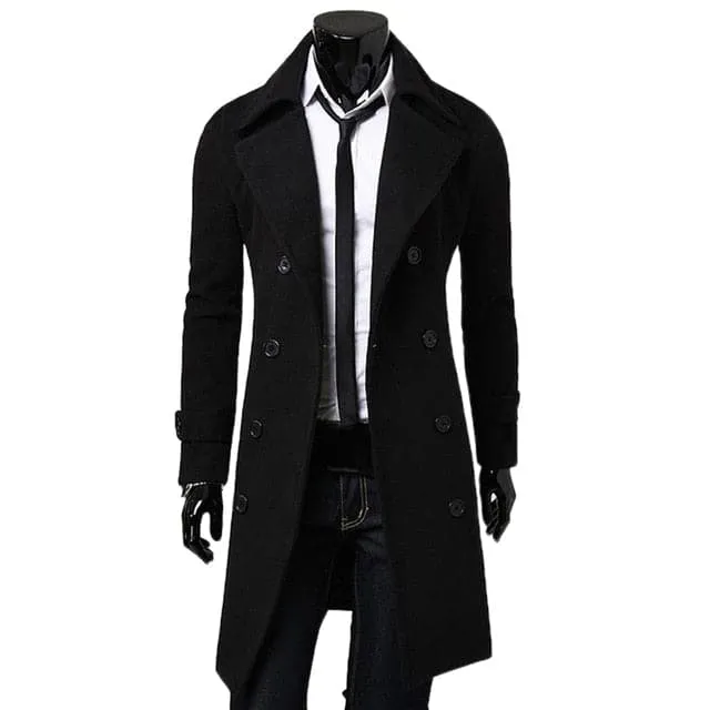 BRADFORD Design Collection Men's Fashion Khaki Brown Premium Quality Long Wool Trench Coat Jacket