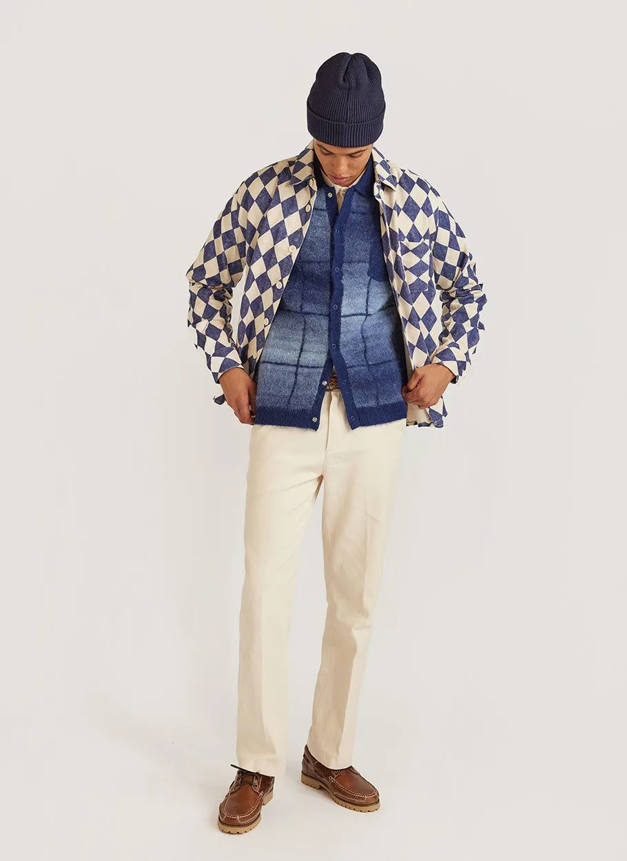 Checker Gradient Bobcat Cardigan | Mohair | Navy