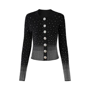 Chic Luxury Crystal Beading Blazer Sweater