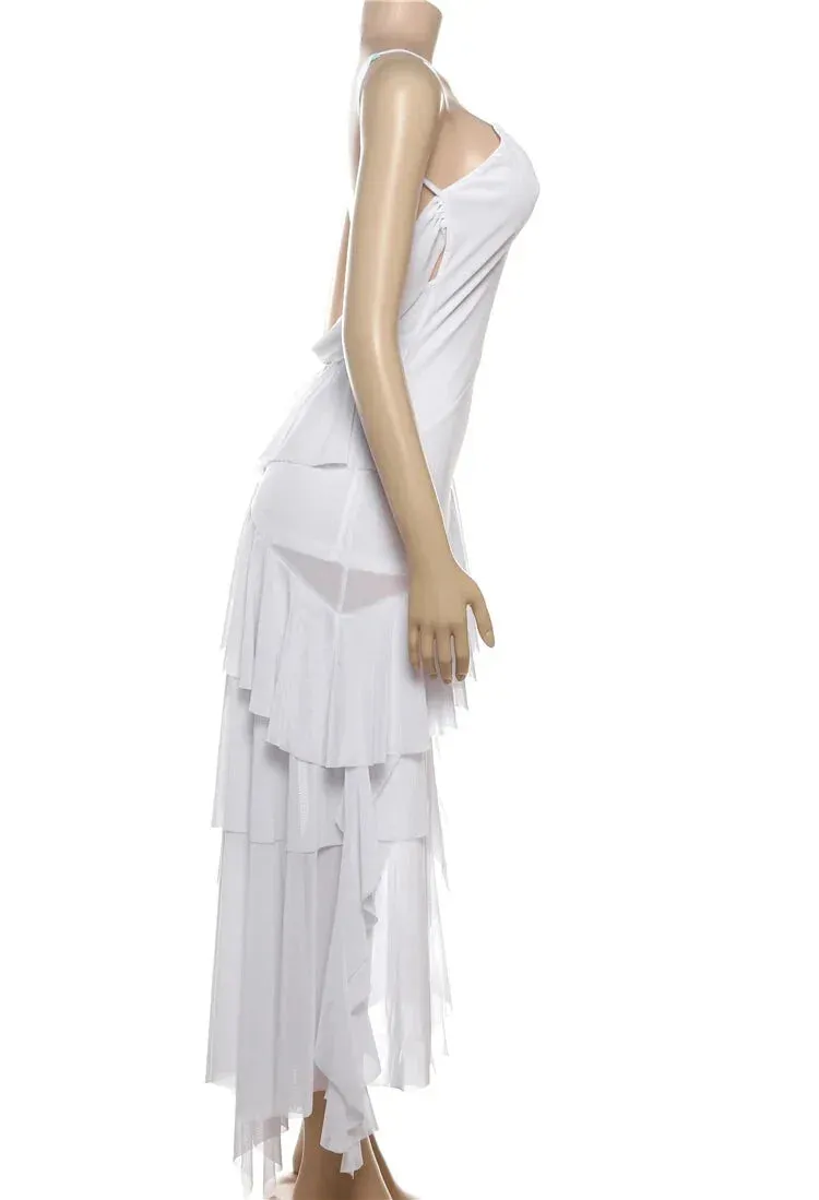 Chiffon Waterfall Tiered Party Dress