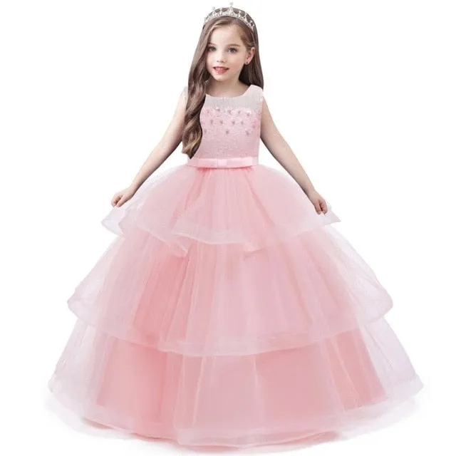 Children Elegant Evening Party Princess Dress For Flower Girls