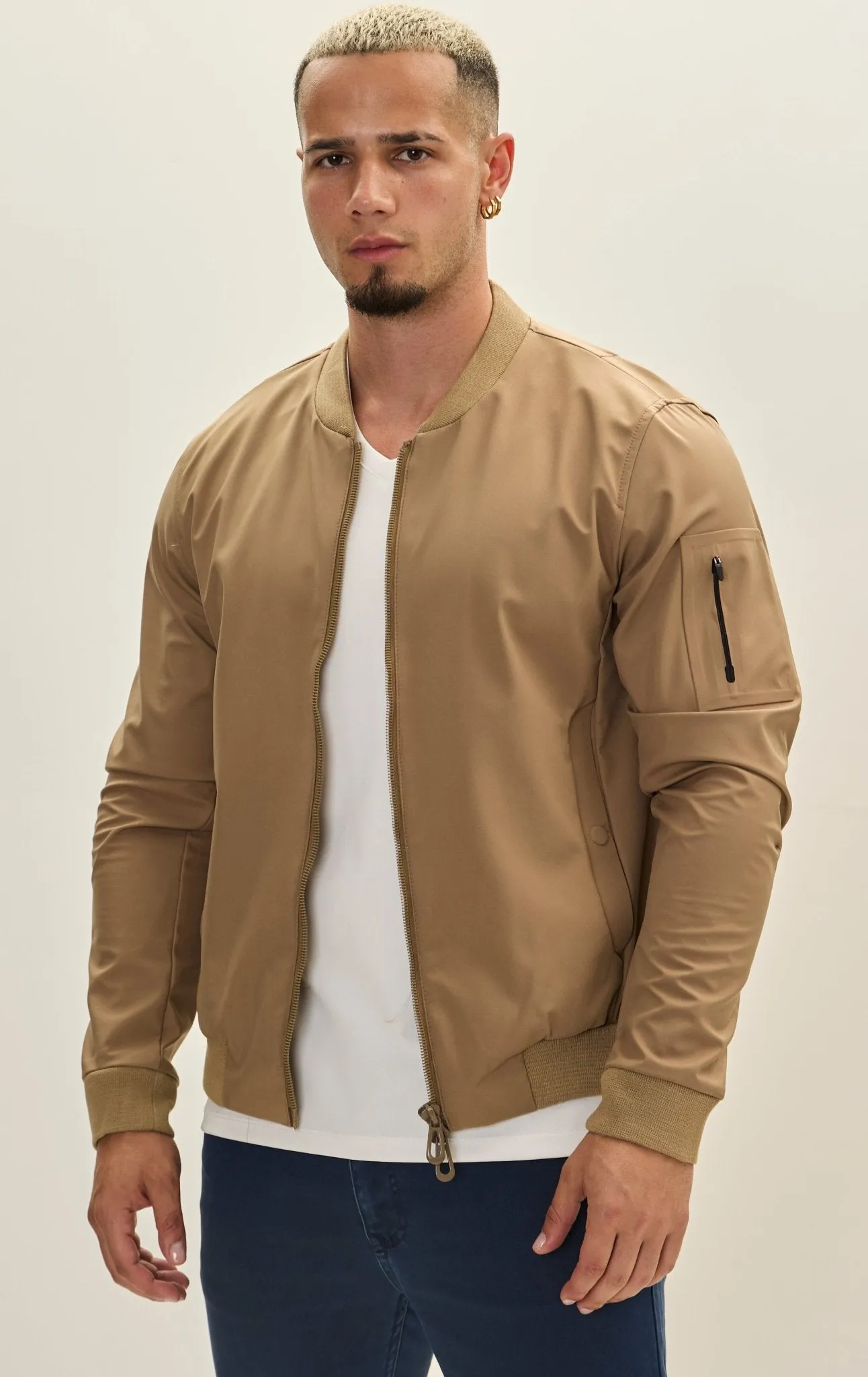 Classic Lightweight Bomber Jacket - Camel