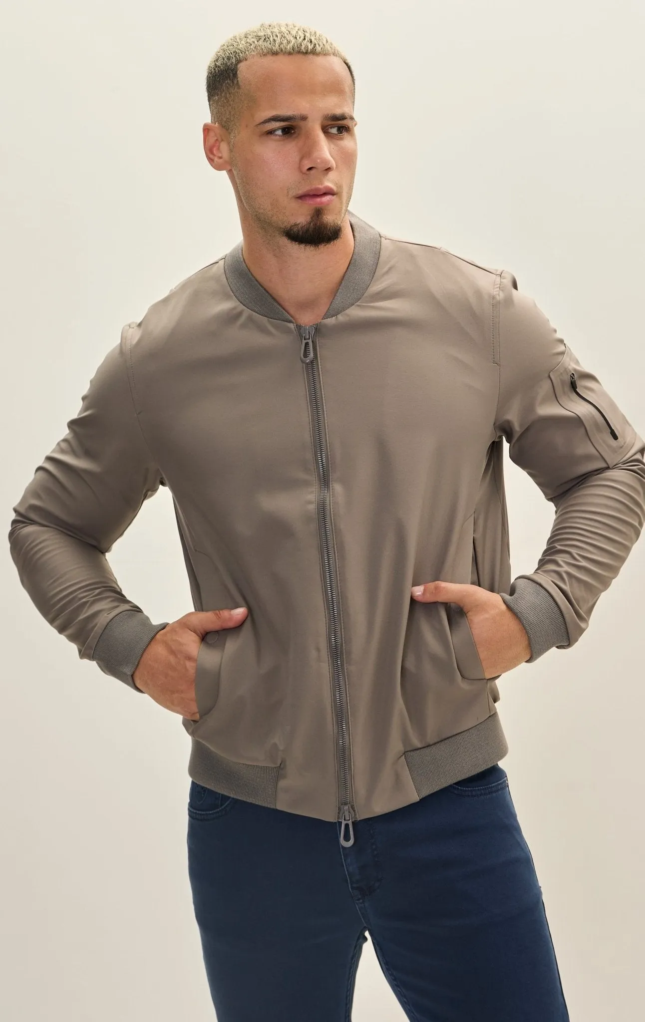 Classic Lightweight Bomber Jacket - Grey