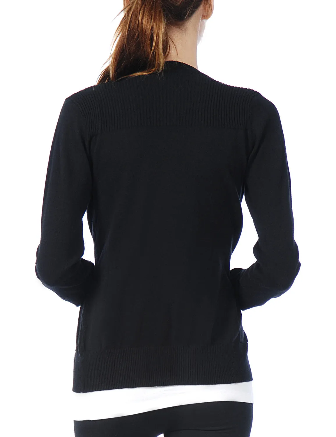 Classic Long Sleeve Deep V Neck with Adjustable Roll Up Sleeve