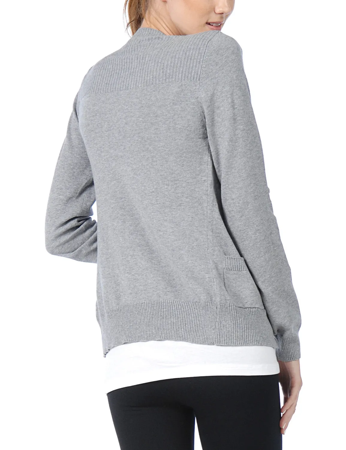 Classic Long Sleeve Deep V Neck with Adjustable Roll Up Sleeve