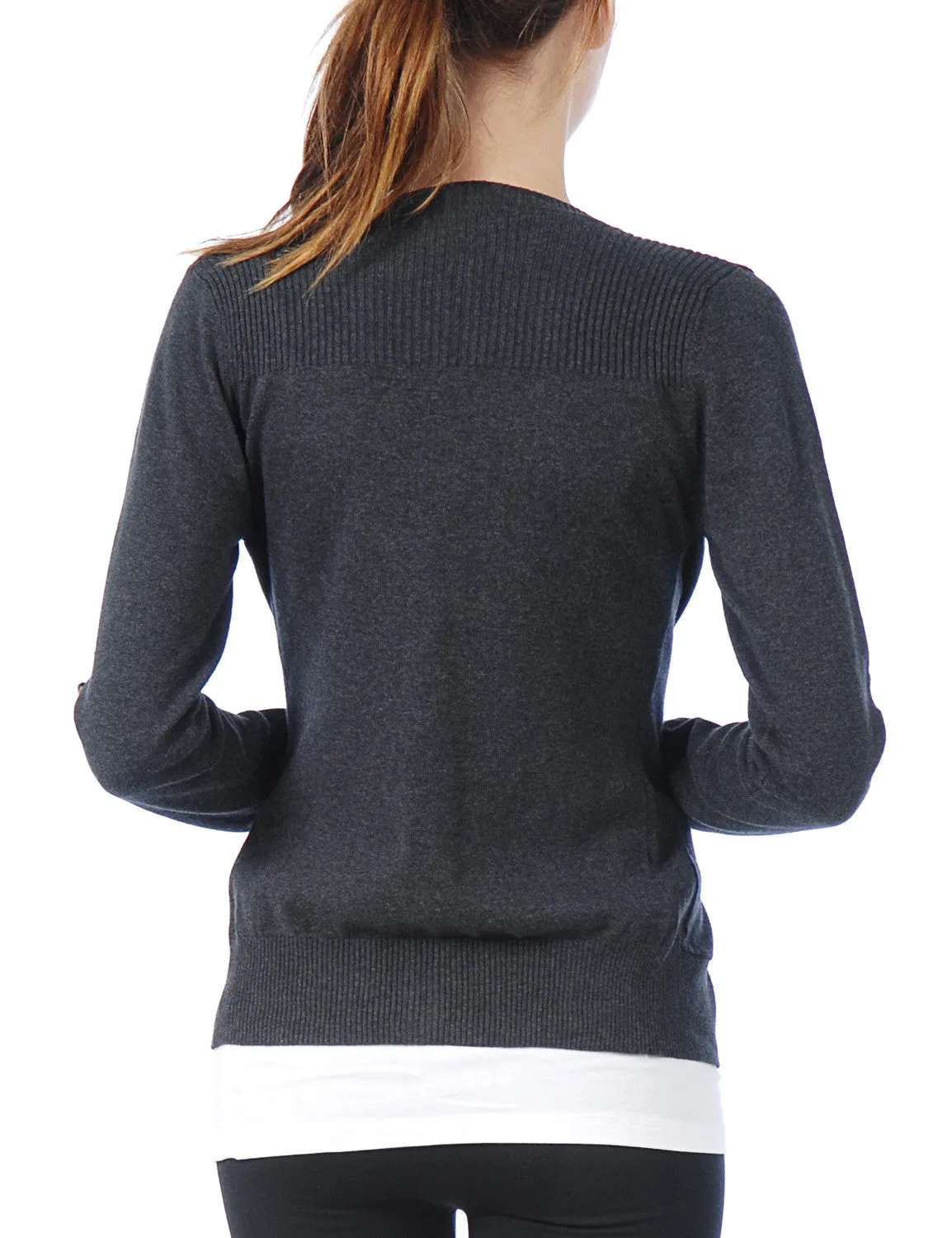 Classic Long Sleeve Deep V Neck with Adjustable Roll Up Sleeve