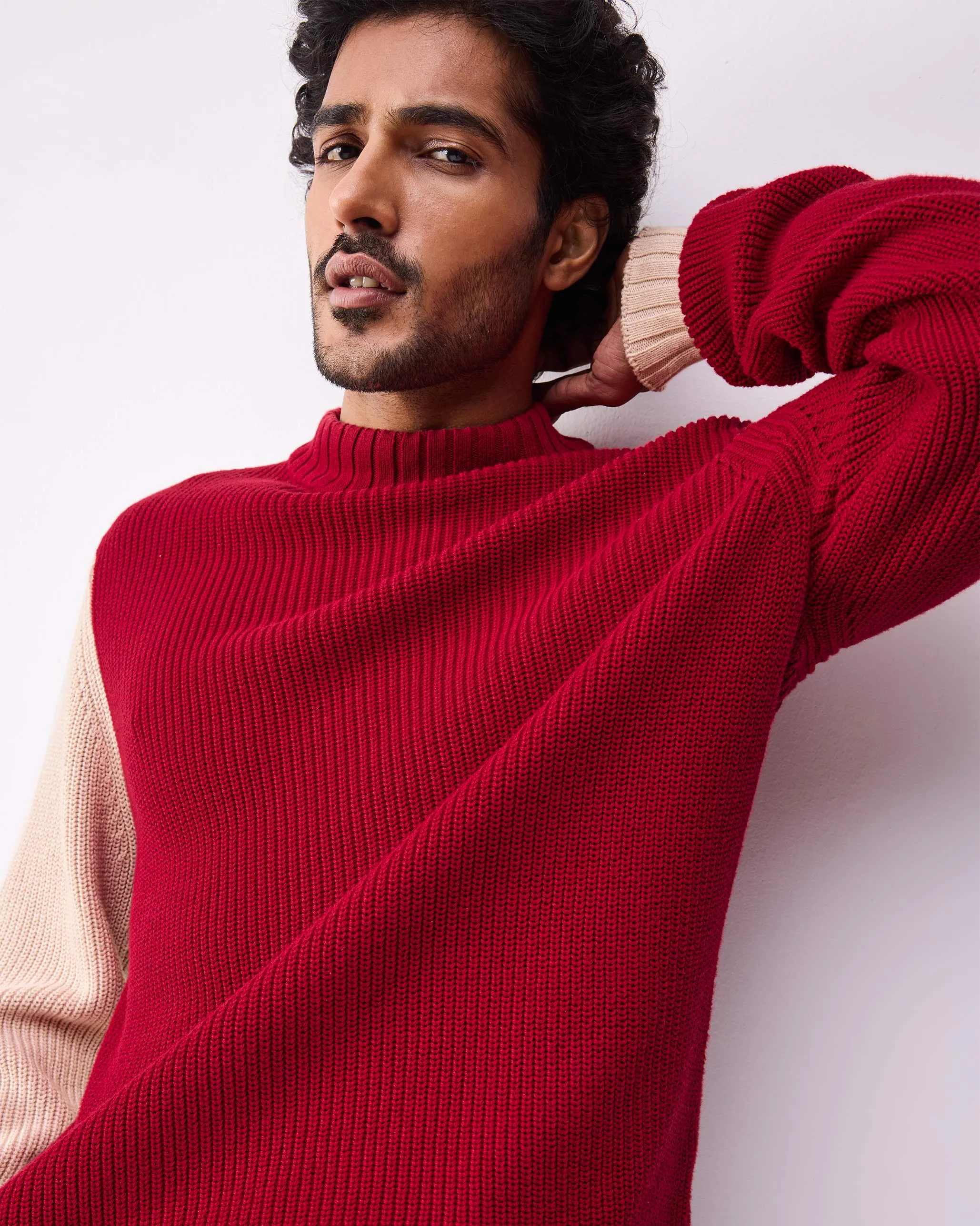 Crew-Neck Sweater - Dark Red