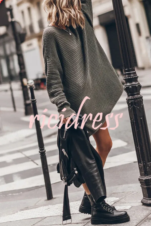 Cup of Cozy Knit Oversized Slit Side Sweater