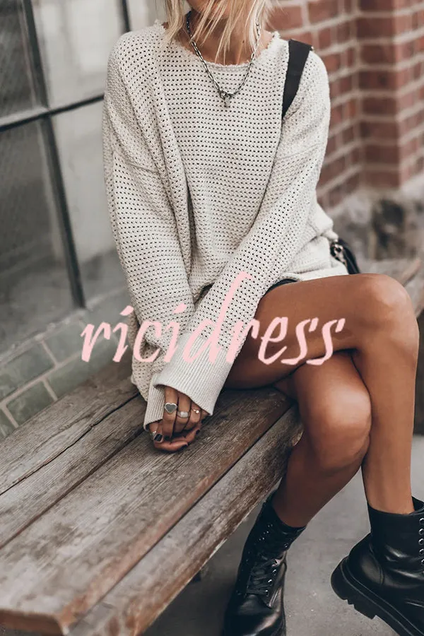 Cup of Cozy Knit Oversized Slit Side Sweater