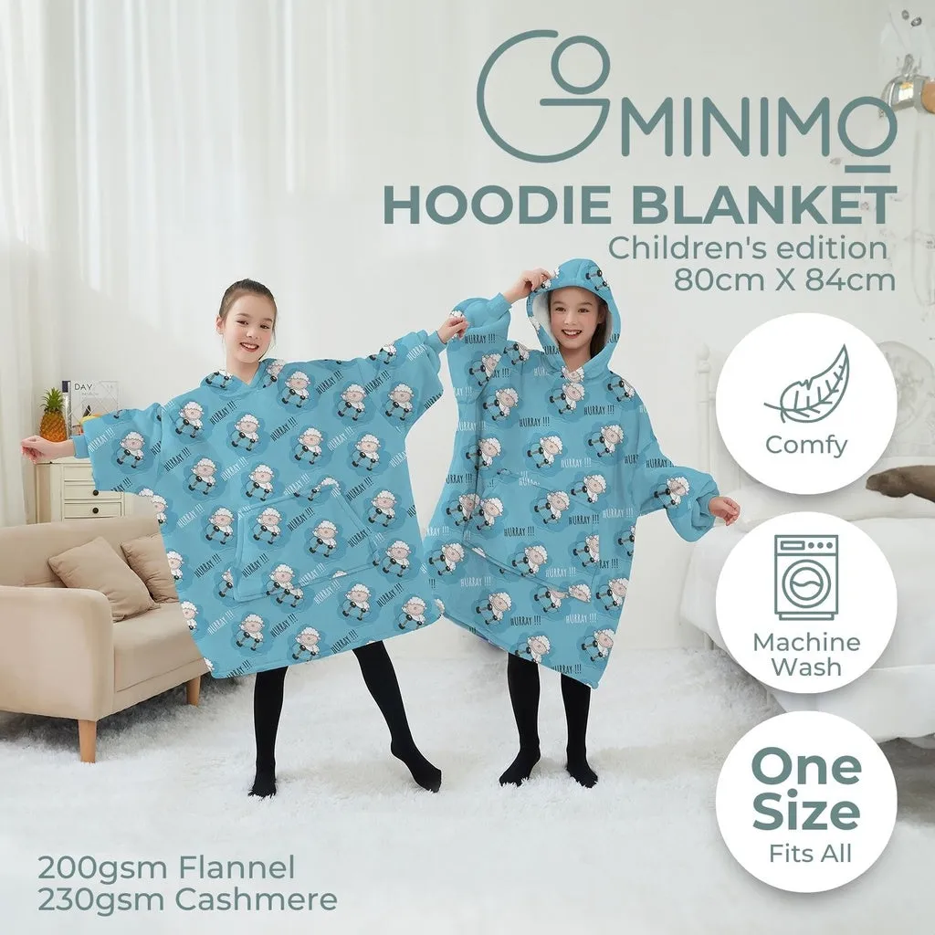 Double Layer Kids Hoodie Blanket, Light Blue Sheep Gominimo