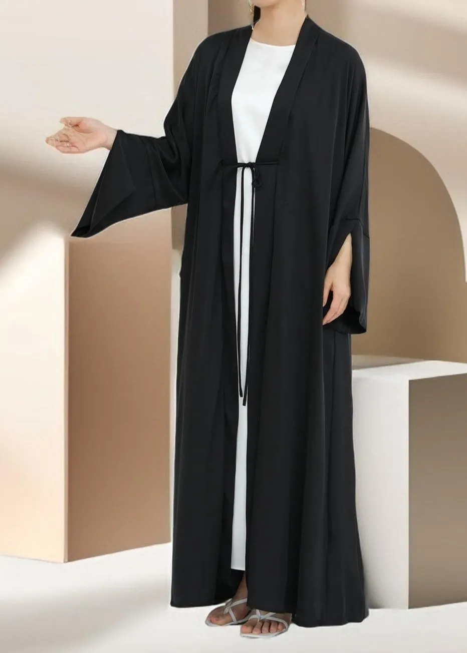 Duha Open Front Satin Abaya