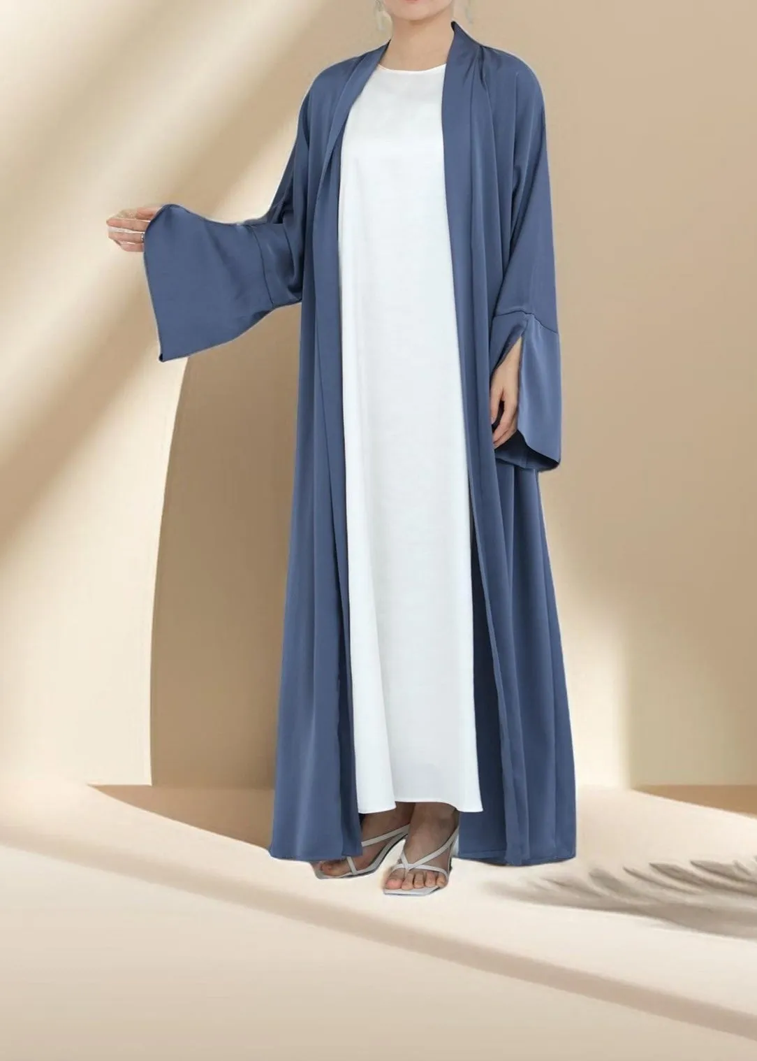 Duha Open Front Satin Abaya