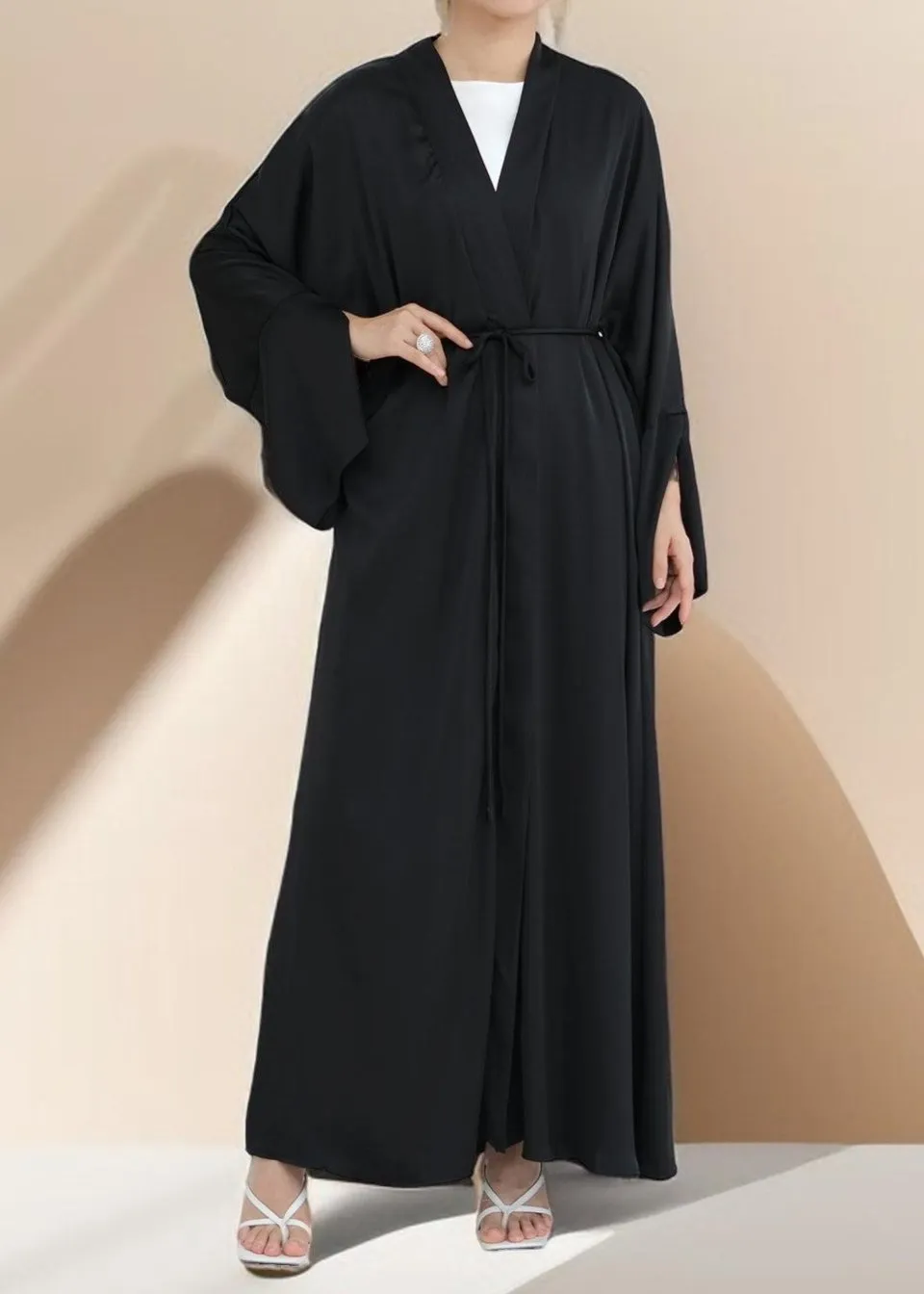 Duha Open Front Satin Abaya