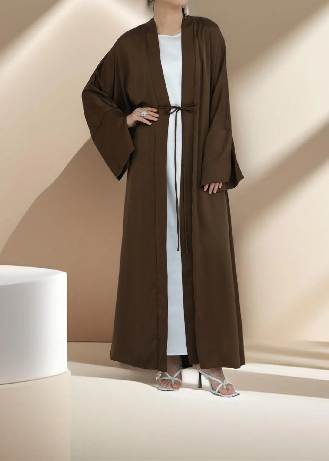 Duha Open Front Satin Abaya