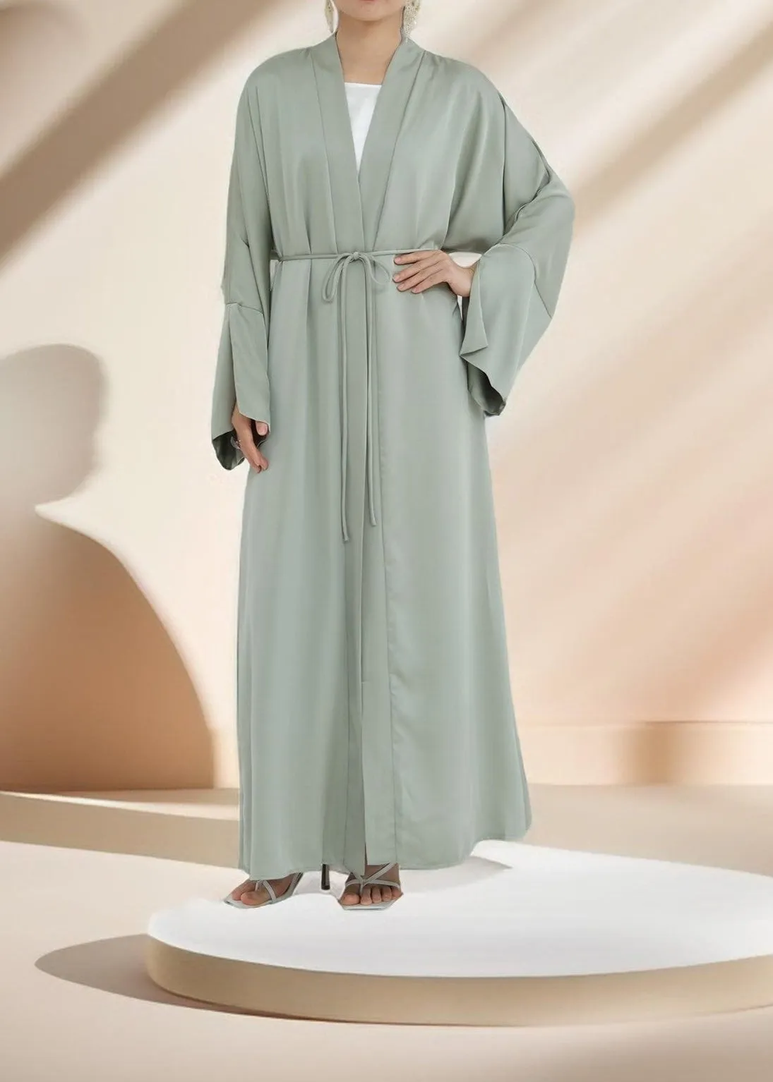 Duha Open Front Satin Abaya