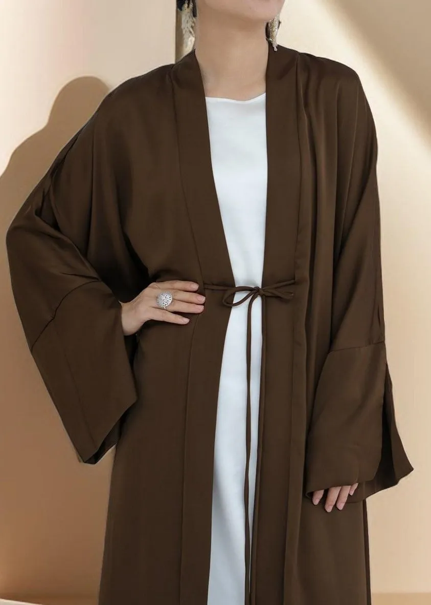 Duha Open Front Satin Abaya