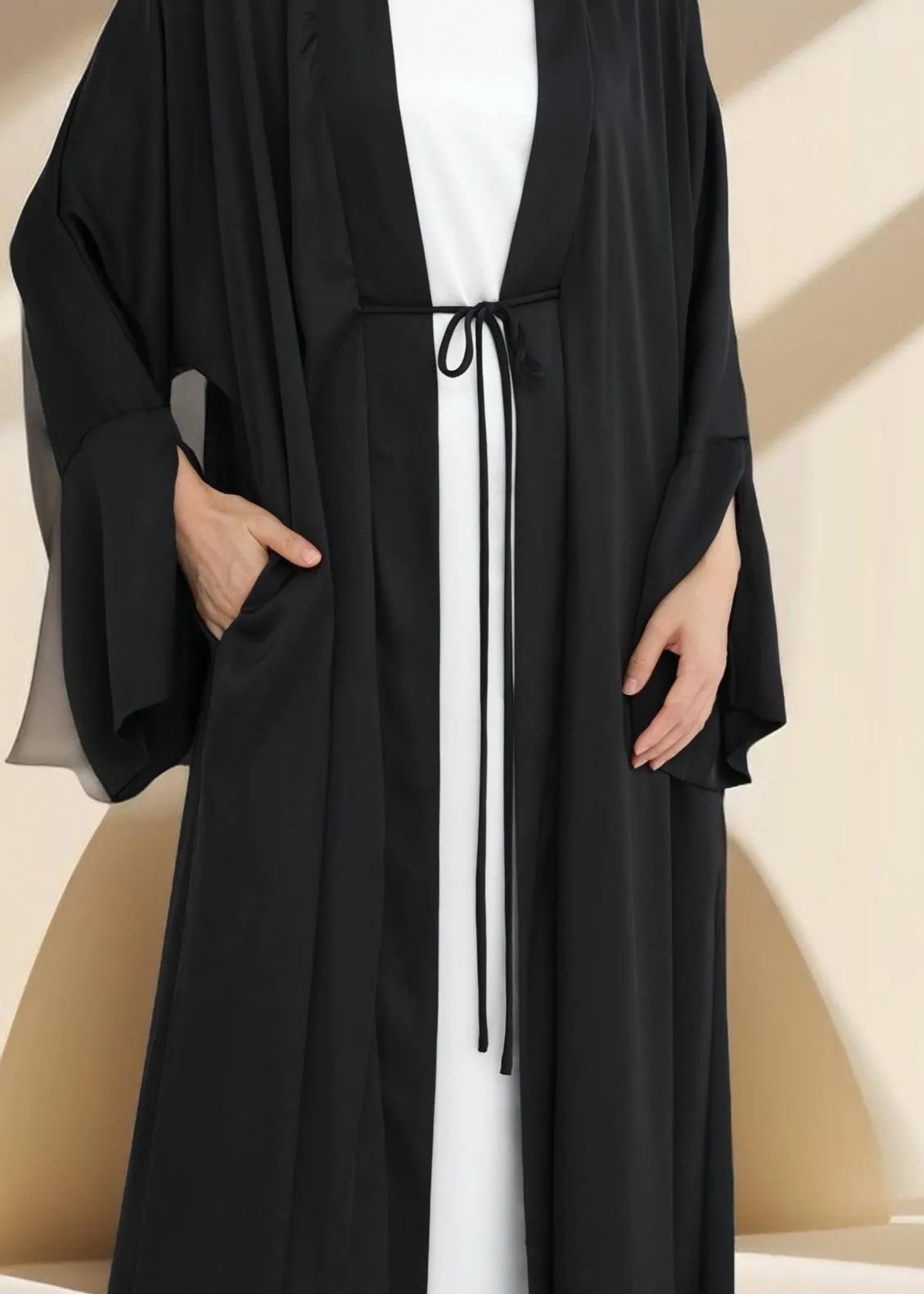 Duha Open Front Satin Abaya