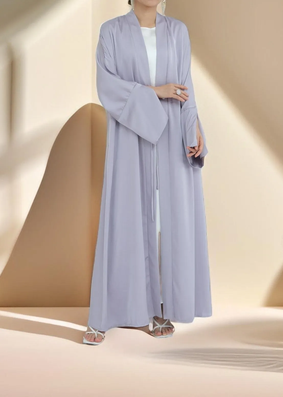 Duha Open Front Satin Abaya