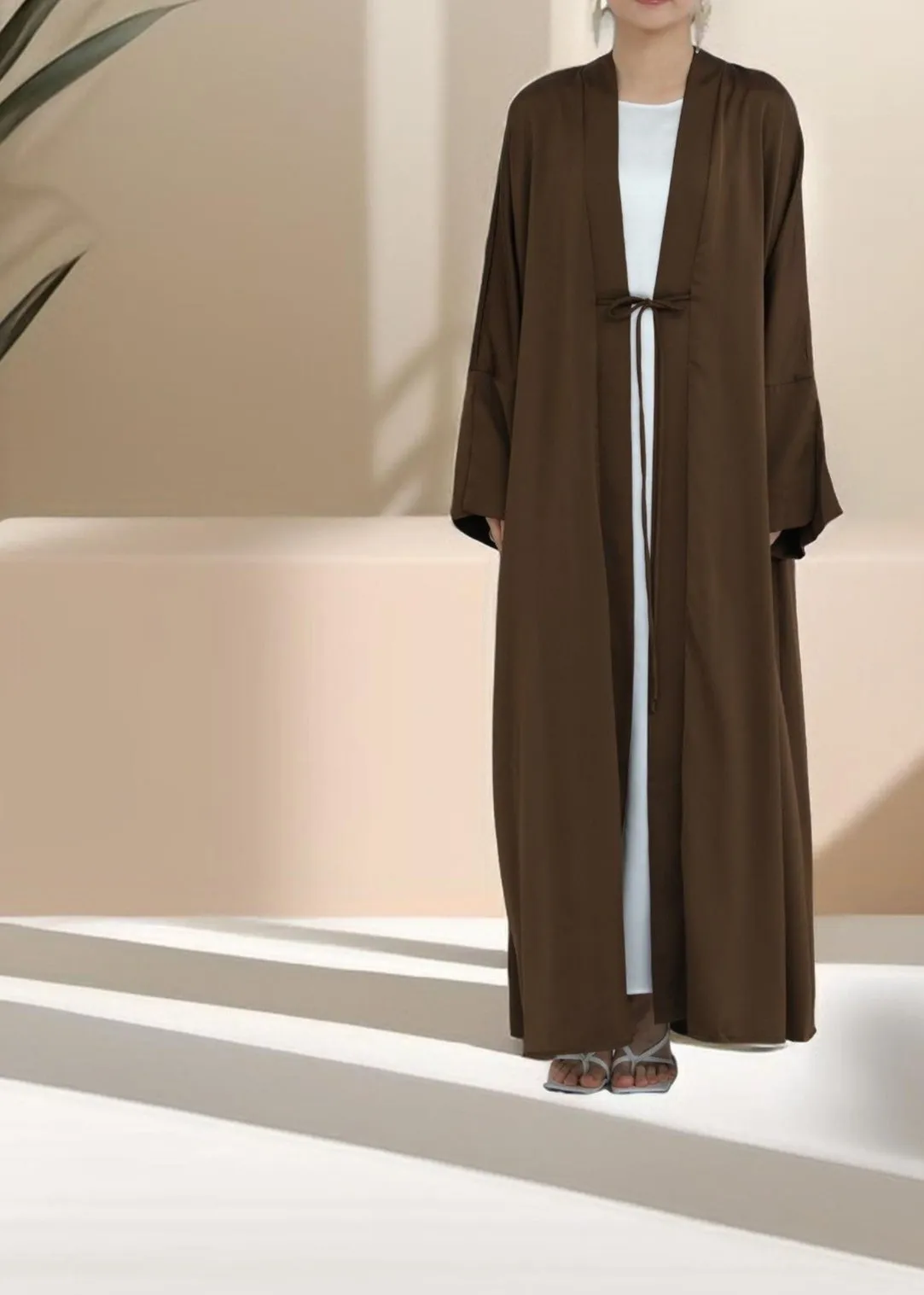 Duha Open Front Satin Abaya