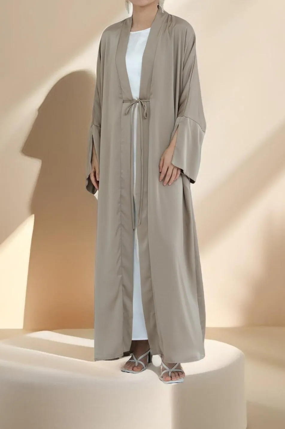 Duha Open Front Satin Abaya