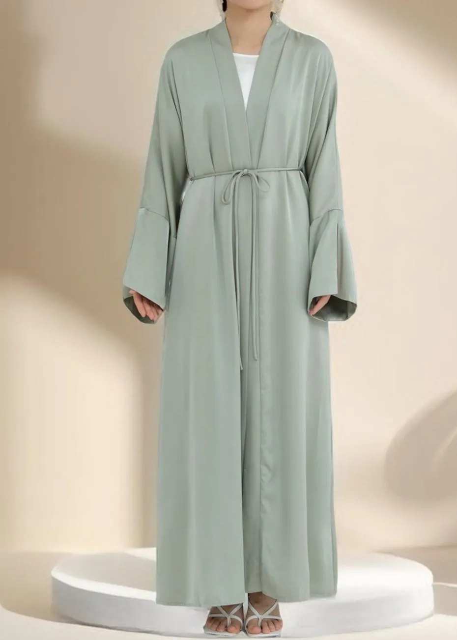 Duha Open Front Satin Abaya