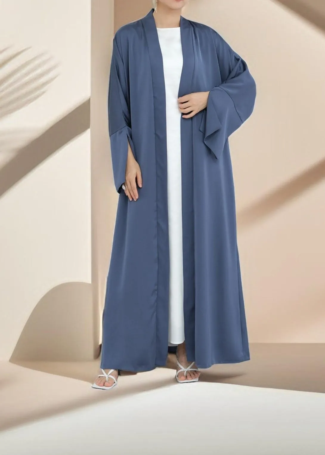 Duha Open Front Satin Abaya