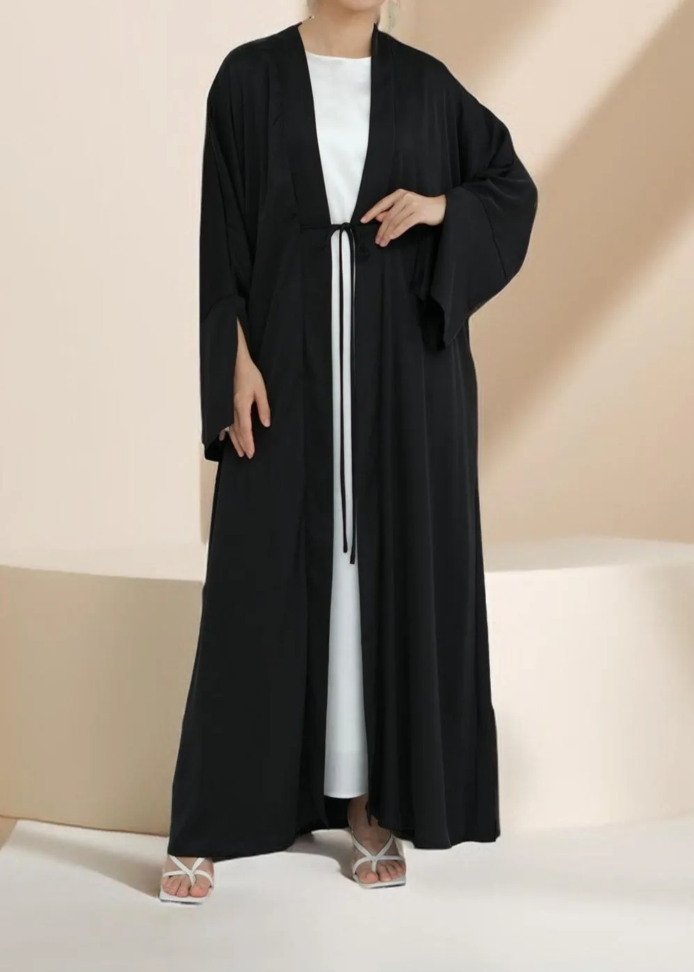 Duha Open Front Satin Abaya