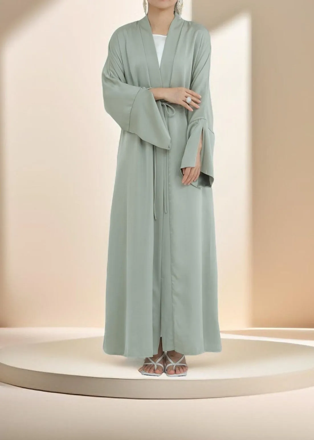 Duha Open Front Satin Abaya