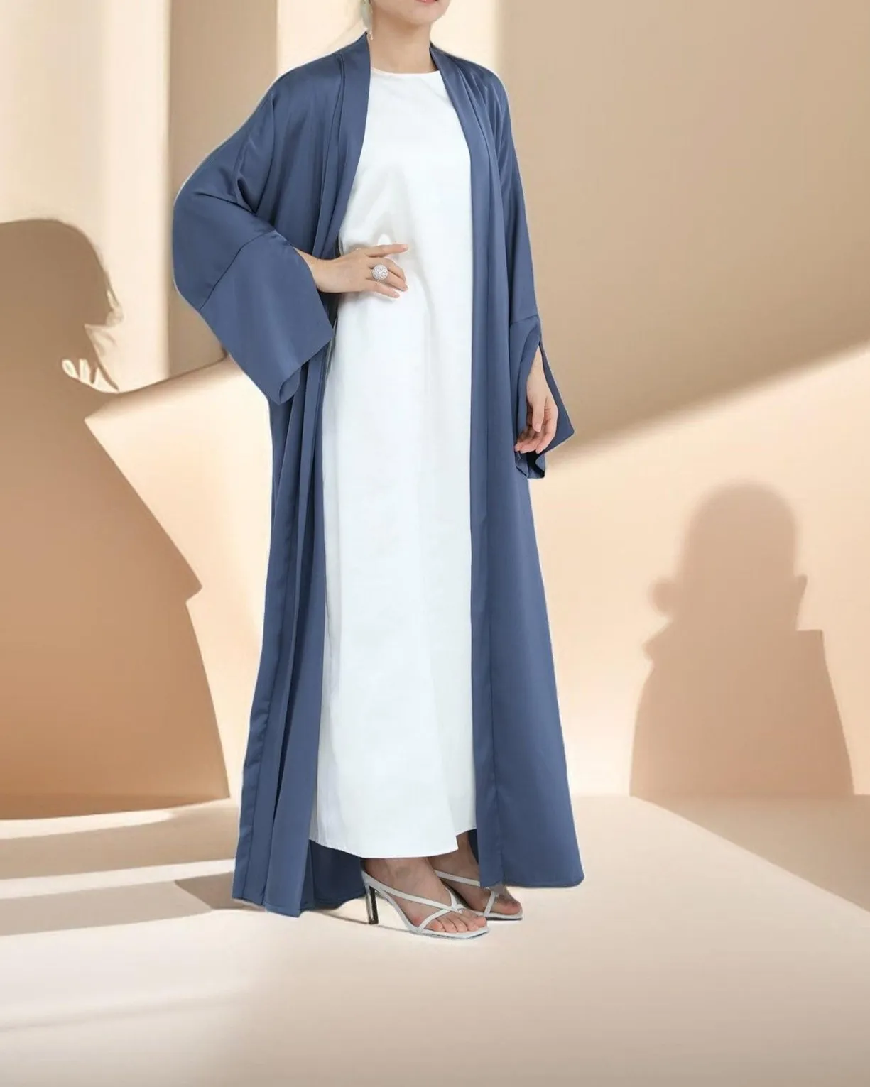 Duha Open Front Satin Abaya