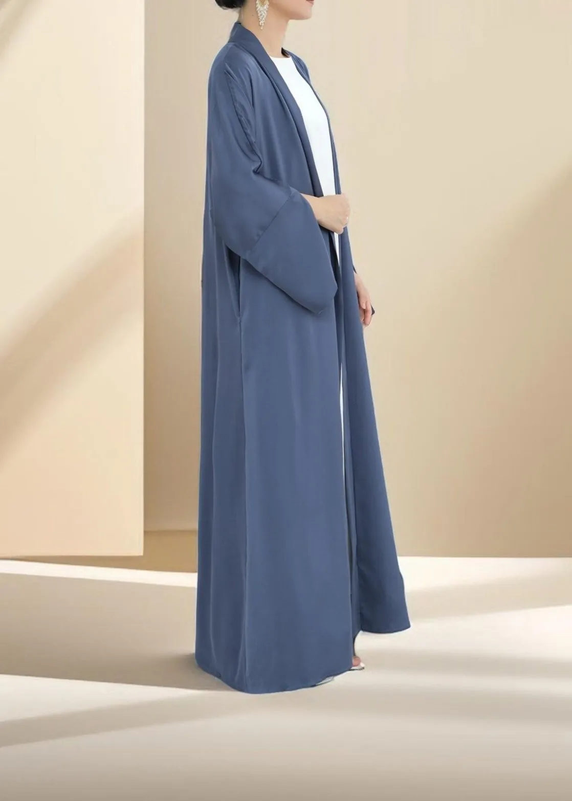 Duha Open Front Satin Abaya