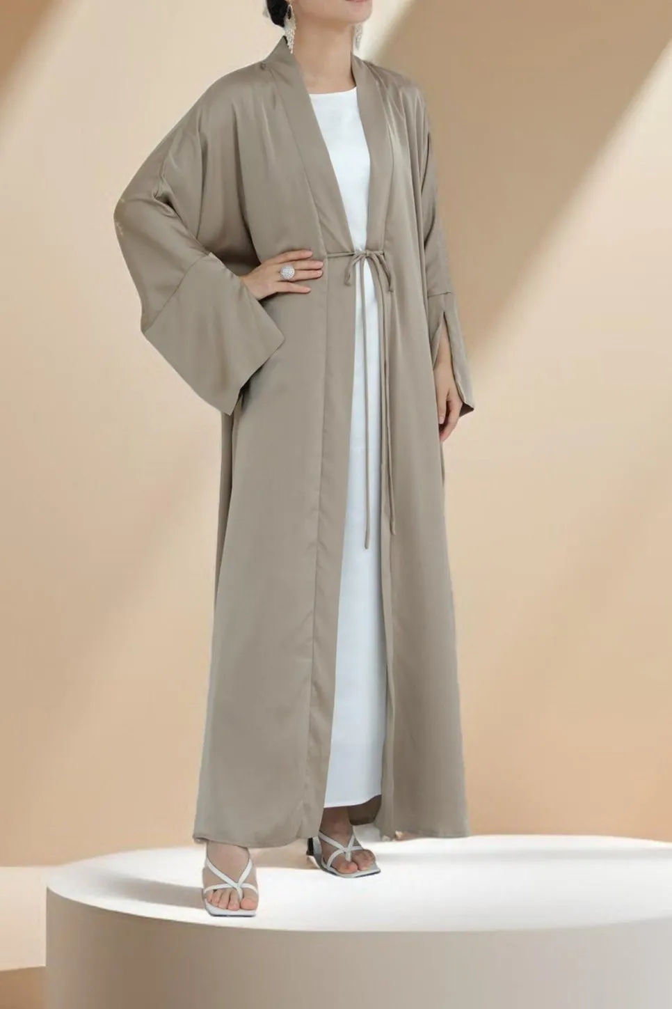 Duha Open Front Satin Abaya