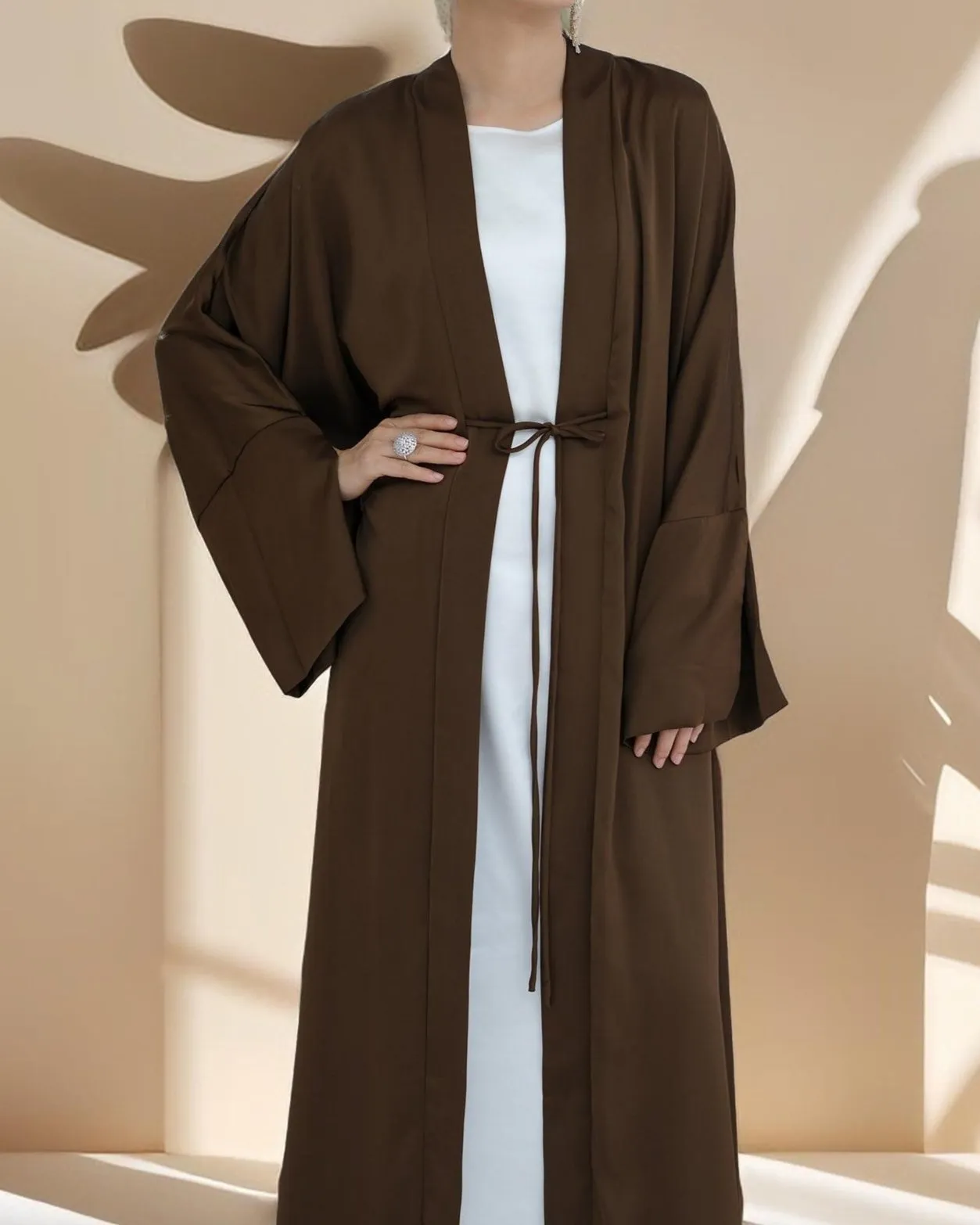 Duha Open Front Satin Abaya