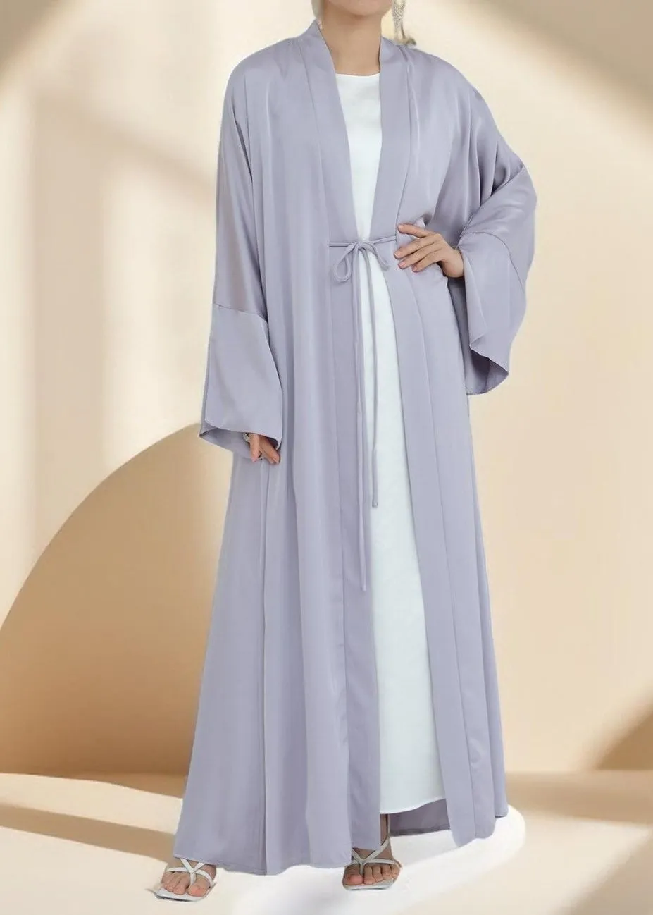 Duha Open Front Satin Abaya