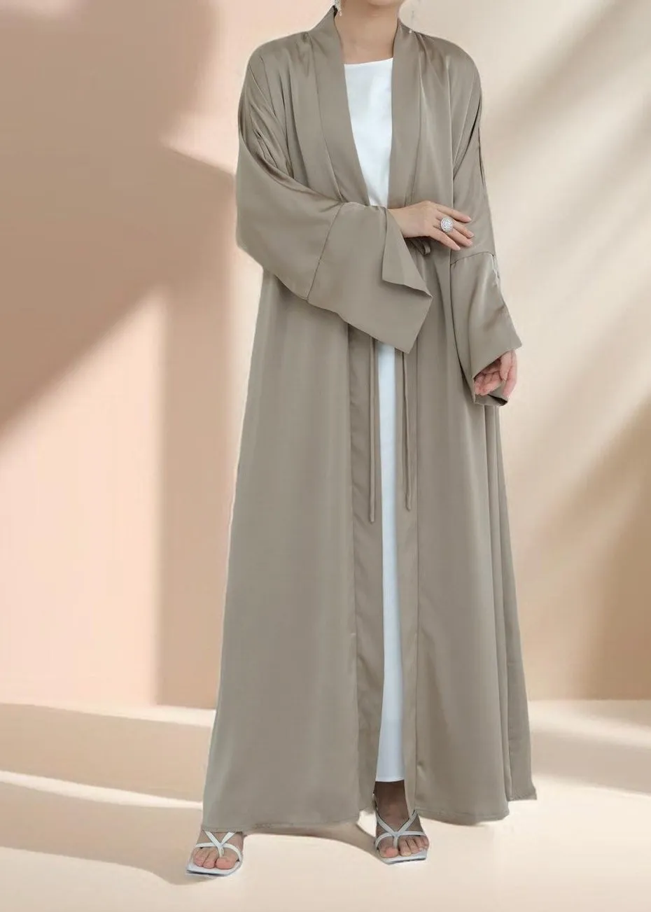 Duha Open Front Satin Abaya