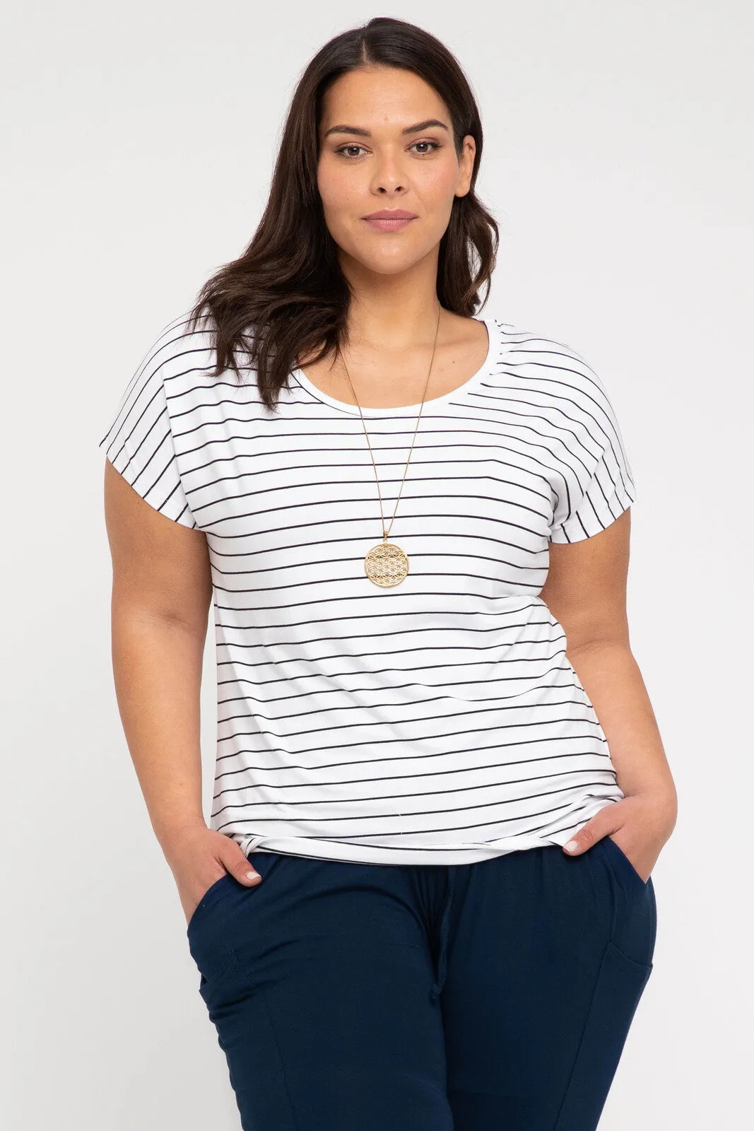 Eadie Top - White & Black Stripe