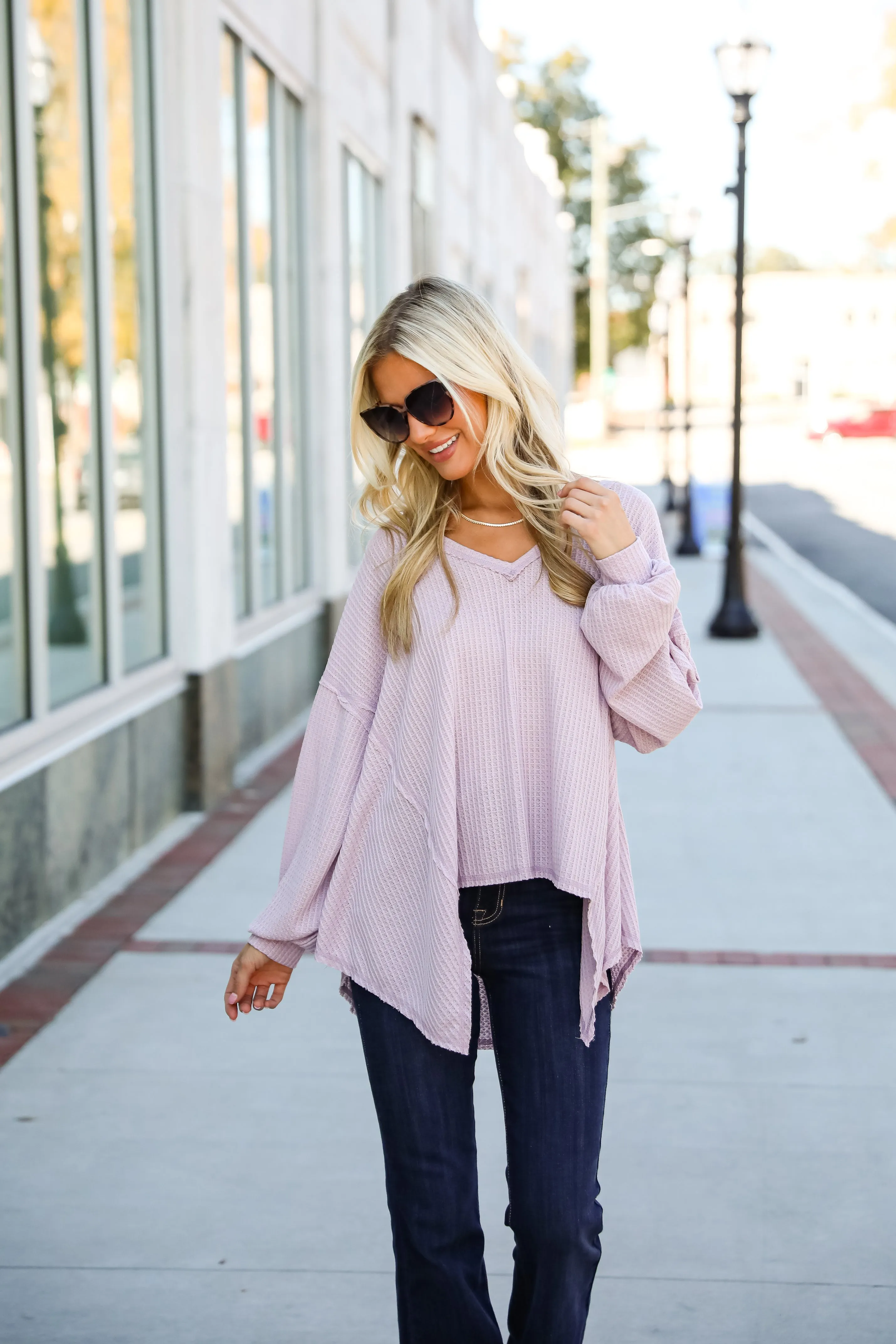 Effortless Looks Lavender Waffle Knit Top - DOORBUSTER