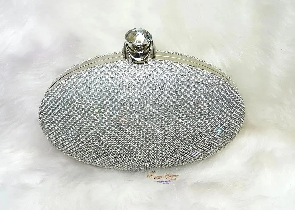 Evening Clutch Bag Gold Silver Bag for Women Floral Diamante Oval Formal Dressing Handbag for Wedding Party Prom