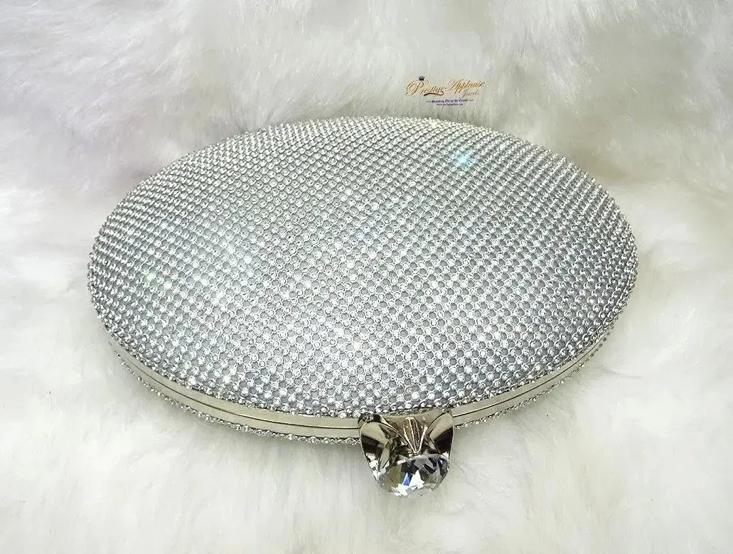 Evening Clutch Bag Gold Silver Bag for Women Floral Diamante Oval Formal Dressing Handbag for Wedding Party Prom